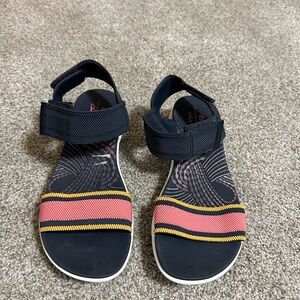Navy Sandals with Pink and Yellow Straps